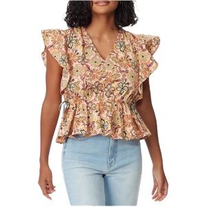 NWT Sam Edelman Binx Flutter Sleeve Blouse Size Medium